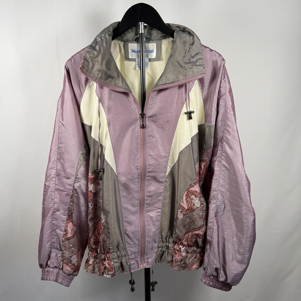 Westport Women's Purple Paisley Windbreaker Jacket VTG